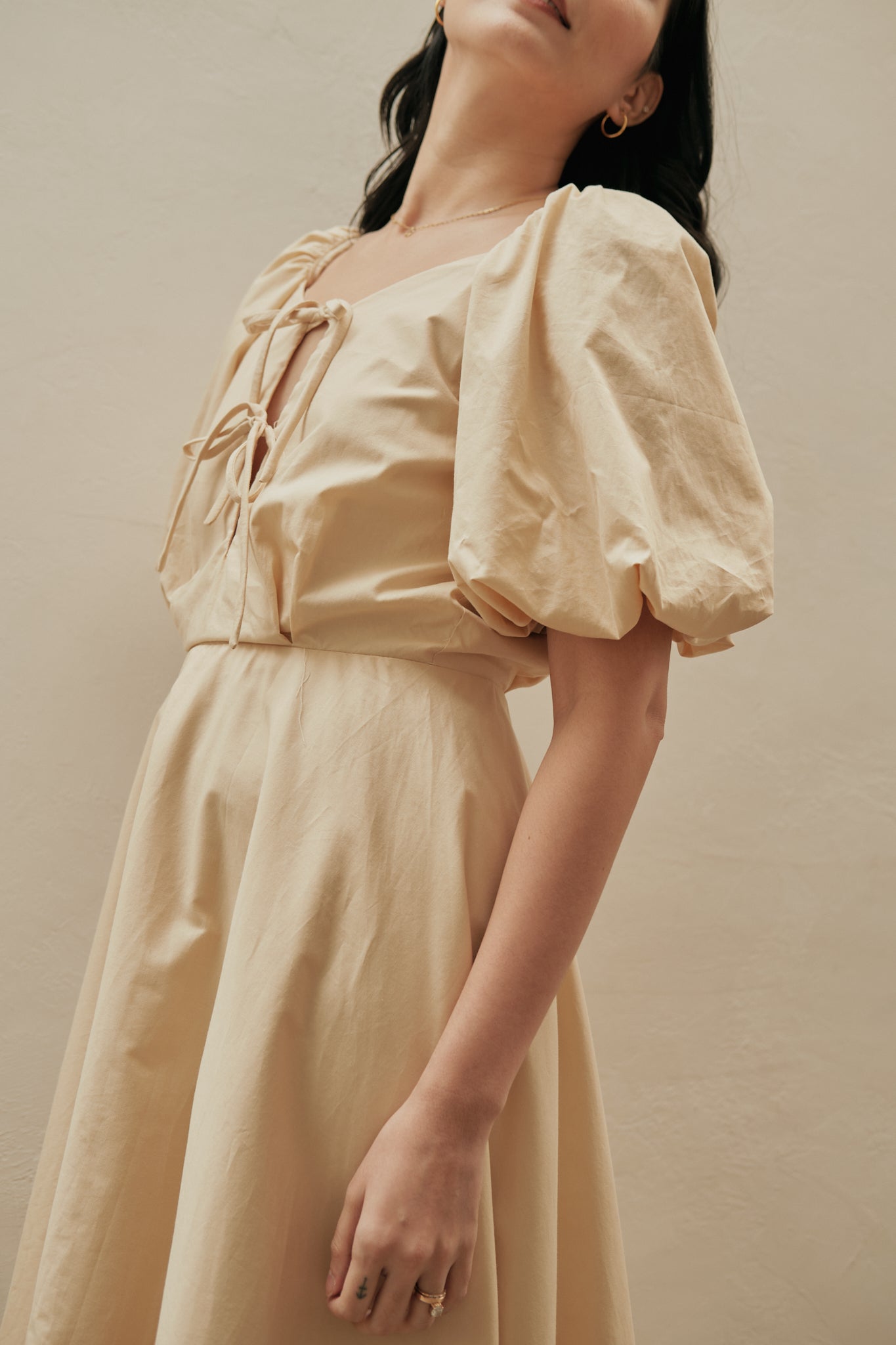 Milk Easy x Vania Romoff Midi Dress in Beige