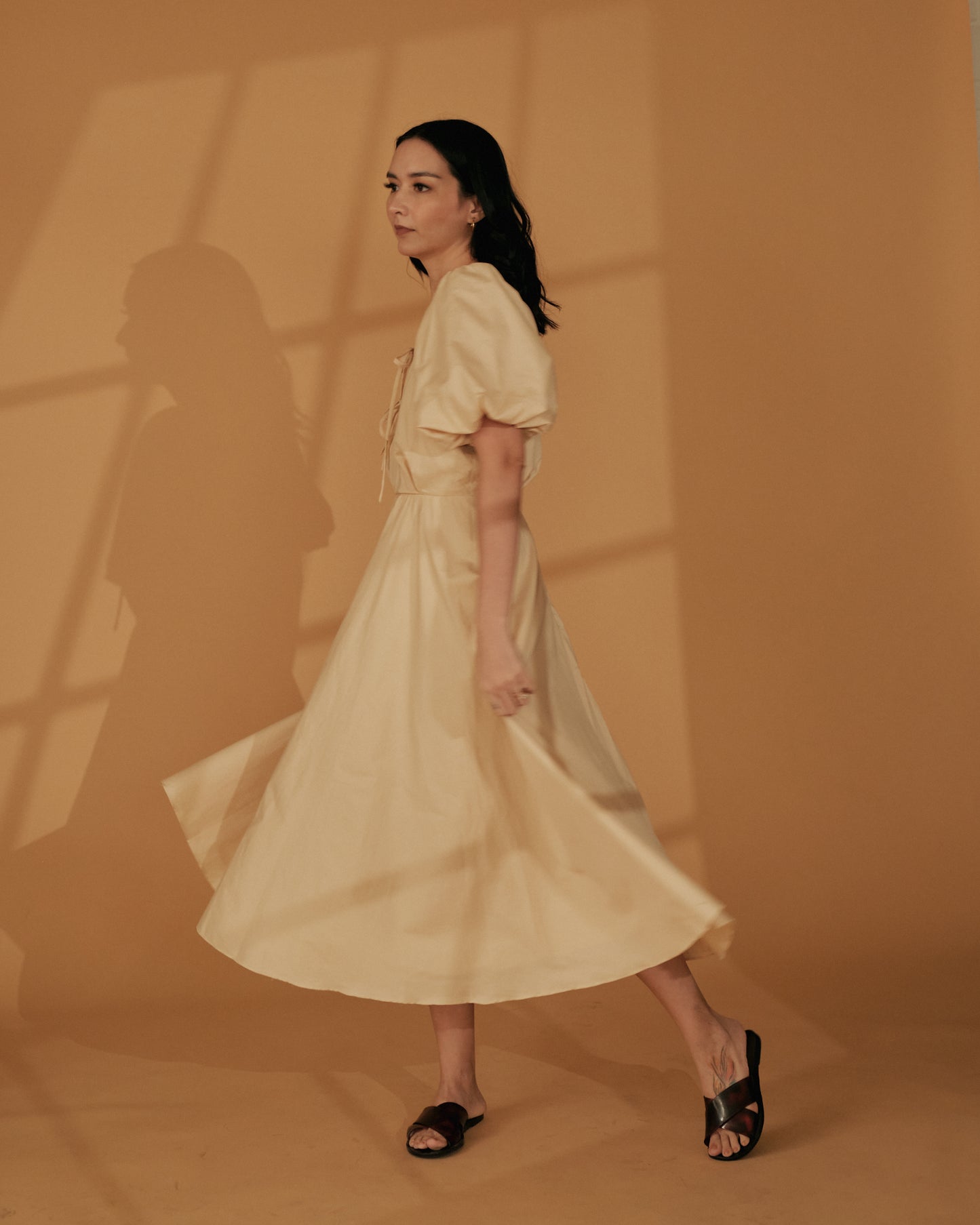 Milk Easy x Vania Romoff Midi Dress in Beige