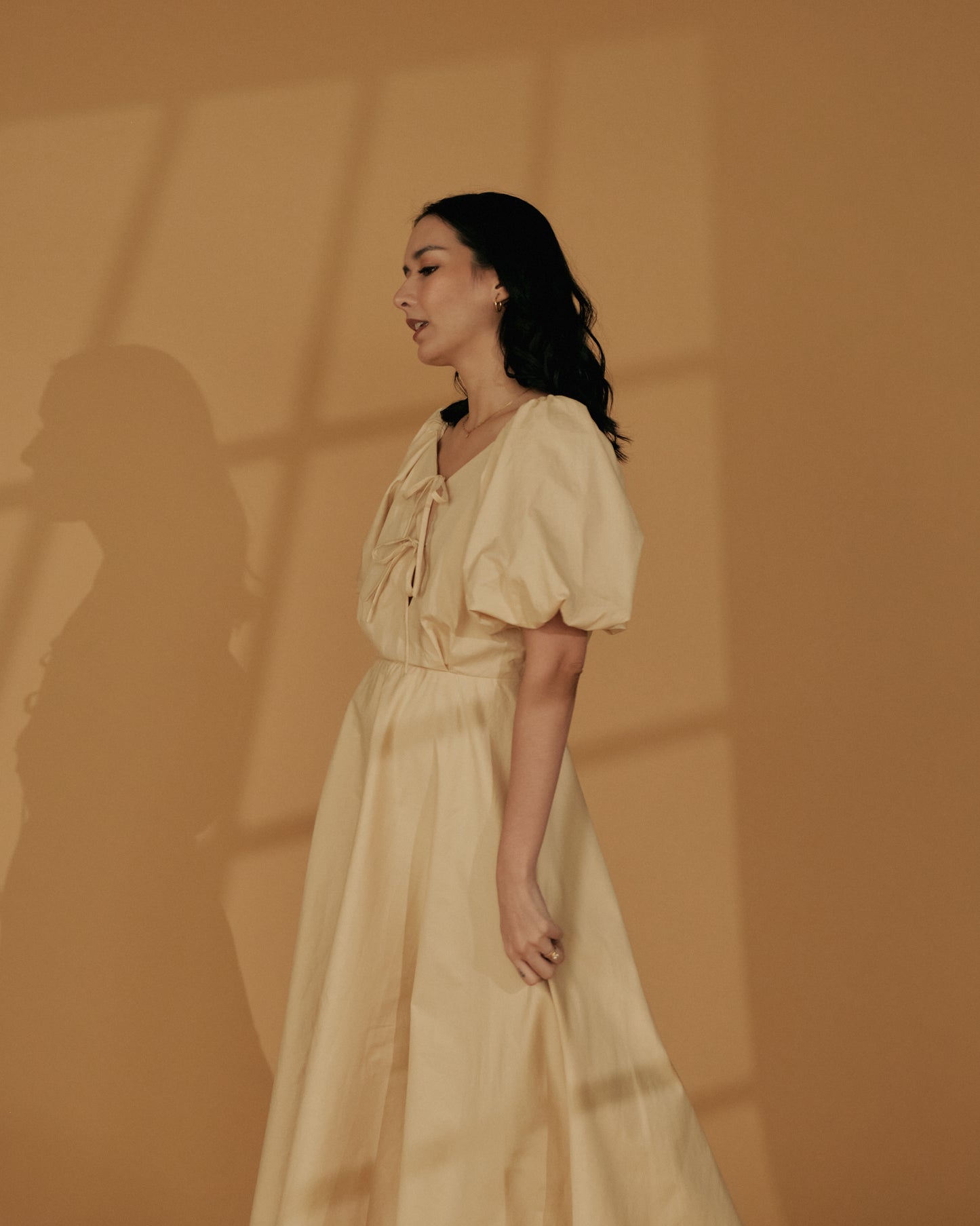 Milk Easy x Vania Romoff Midi Dress in Beige