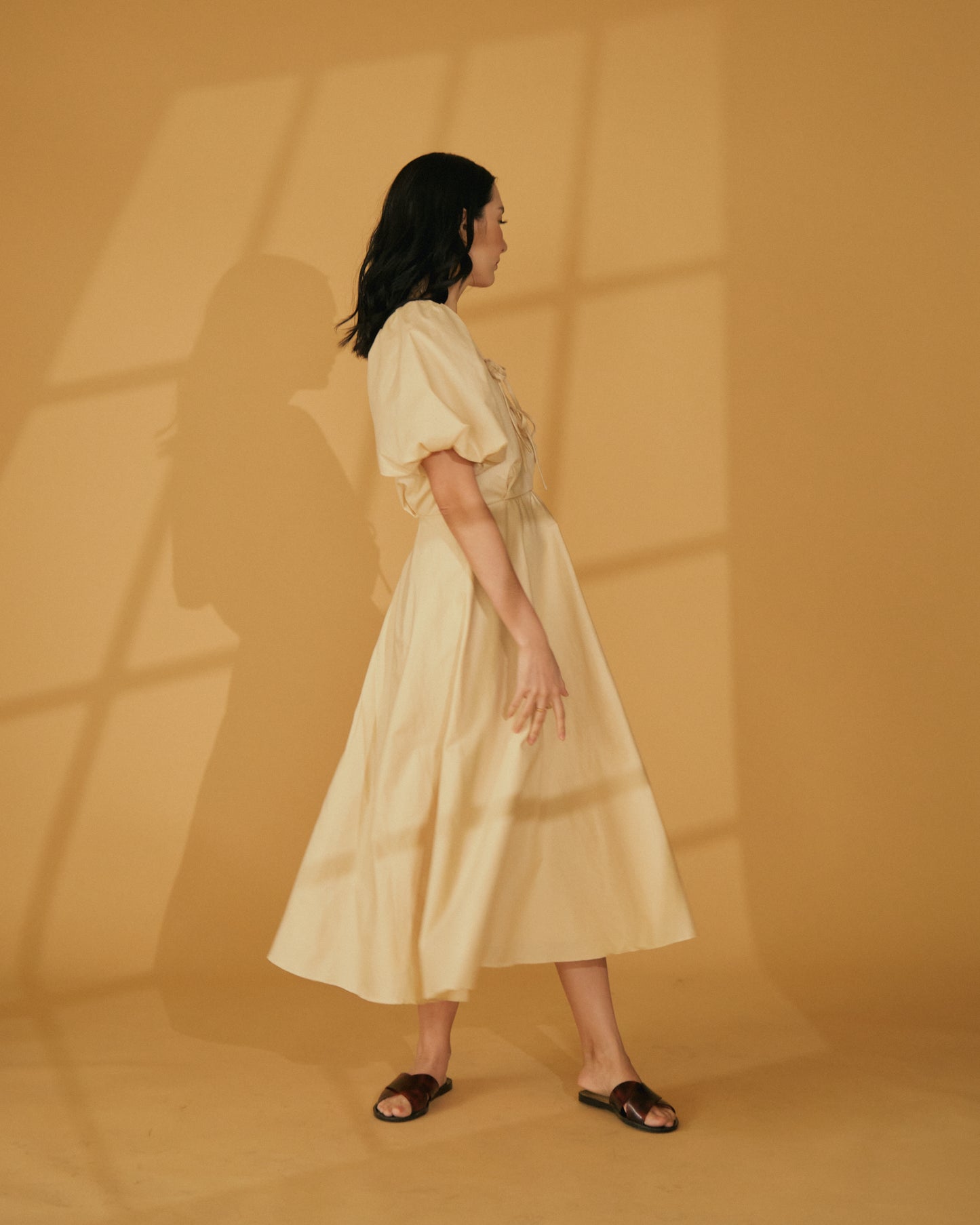Milk Easy x Vania Romoff Midi Dress in Beige
