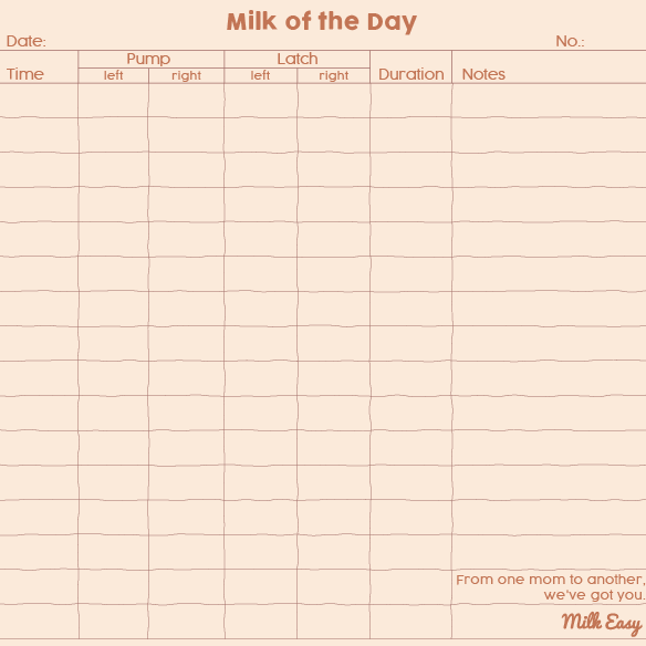 Milk of the Day Breastfeeding notepad (downloadable version)